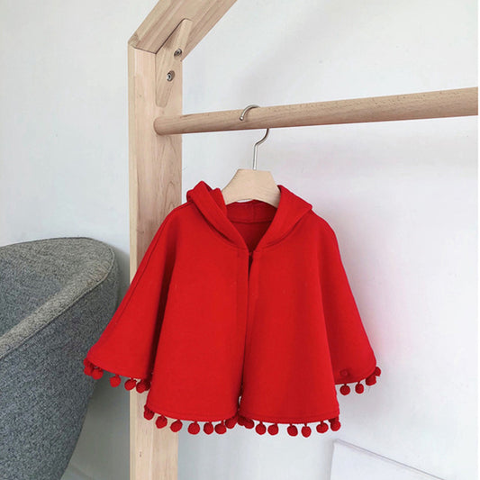 Children's Fashion Stylish Solid Color Cloak Coat