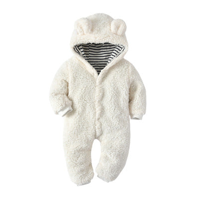 Baby Hooded Jumpsuit Boy Girl Winter Animal Fluffy Romper