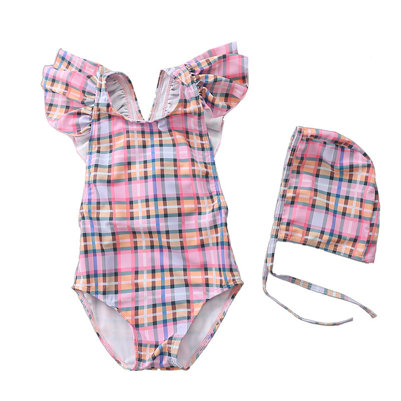 Children'S Swimsuit Girl One-Piece Cute Little Princess Gauze Skirt-Style Flashing Swimsuit Baby Baby Girl Swimsuit