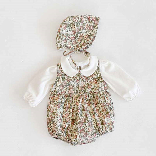 Baby Girl's Floral Cotton Sleeveless Triangle Romper