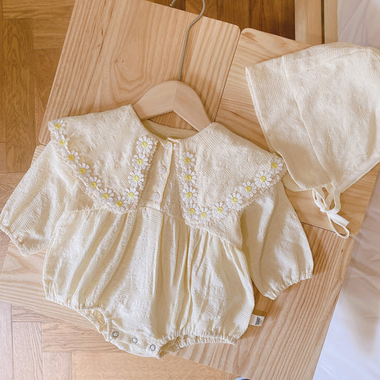 0-24M Baby Daisy Romper Spring Baby Square Neck Long Sleeve Shirt