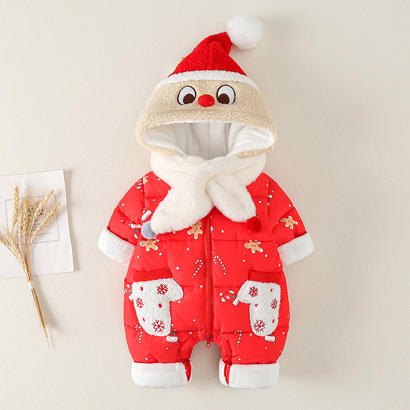 Baby New Year's Clothing Festive Winter Clothes Thicken Hundred Days Rompe