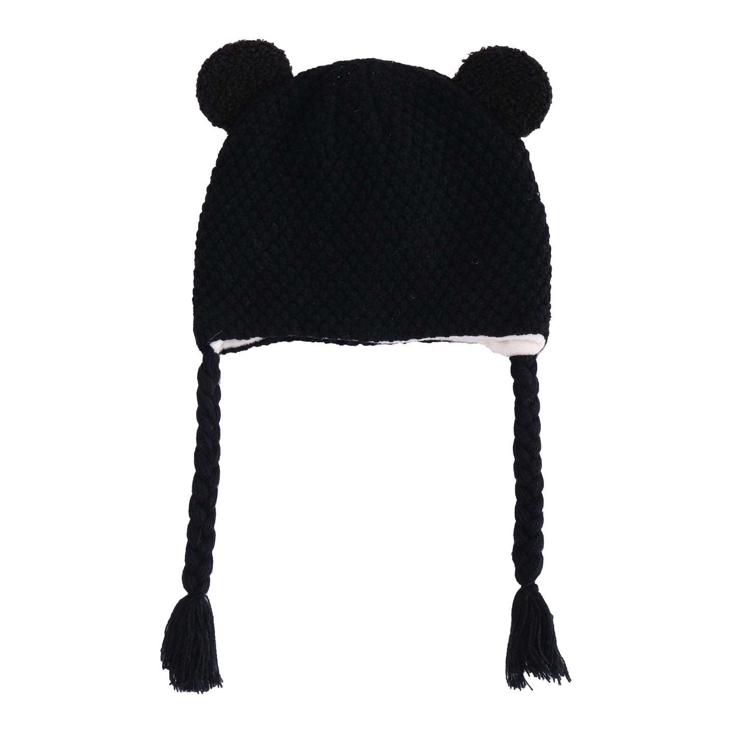New Solid Color Knitted Baby Fur Ball Hat With Velvet