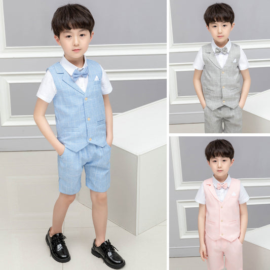 Boys' Suit Dress Vest Shorts Baby Suit