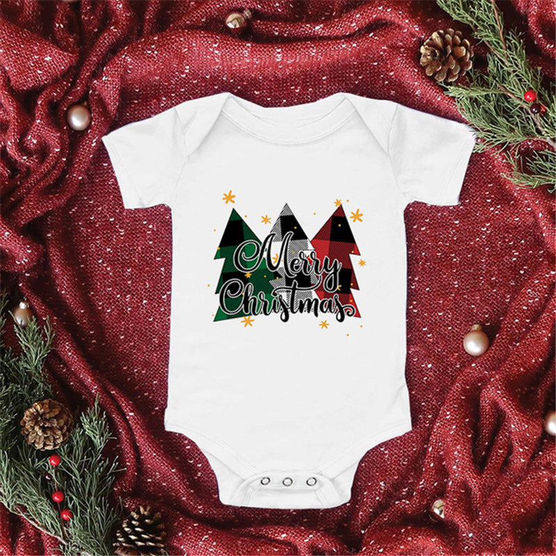 Baby Santa Print Triangle Short Sleeve Romper