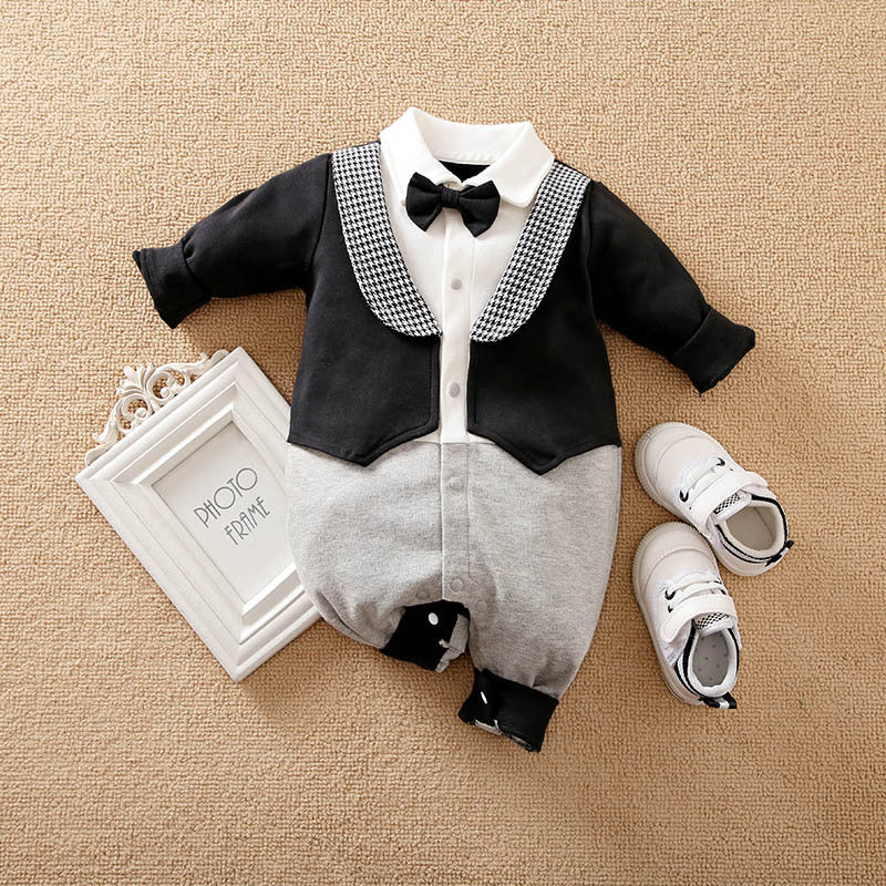 Newborn New Baby New Year's Eve Clothes Gentleman Hundred Hitch Jumpsuit
