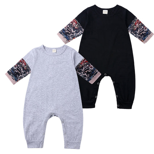 Kids Long Sleeve Tattoo One-piece Romper Baby Flower Arm Romper Clothes