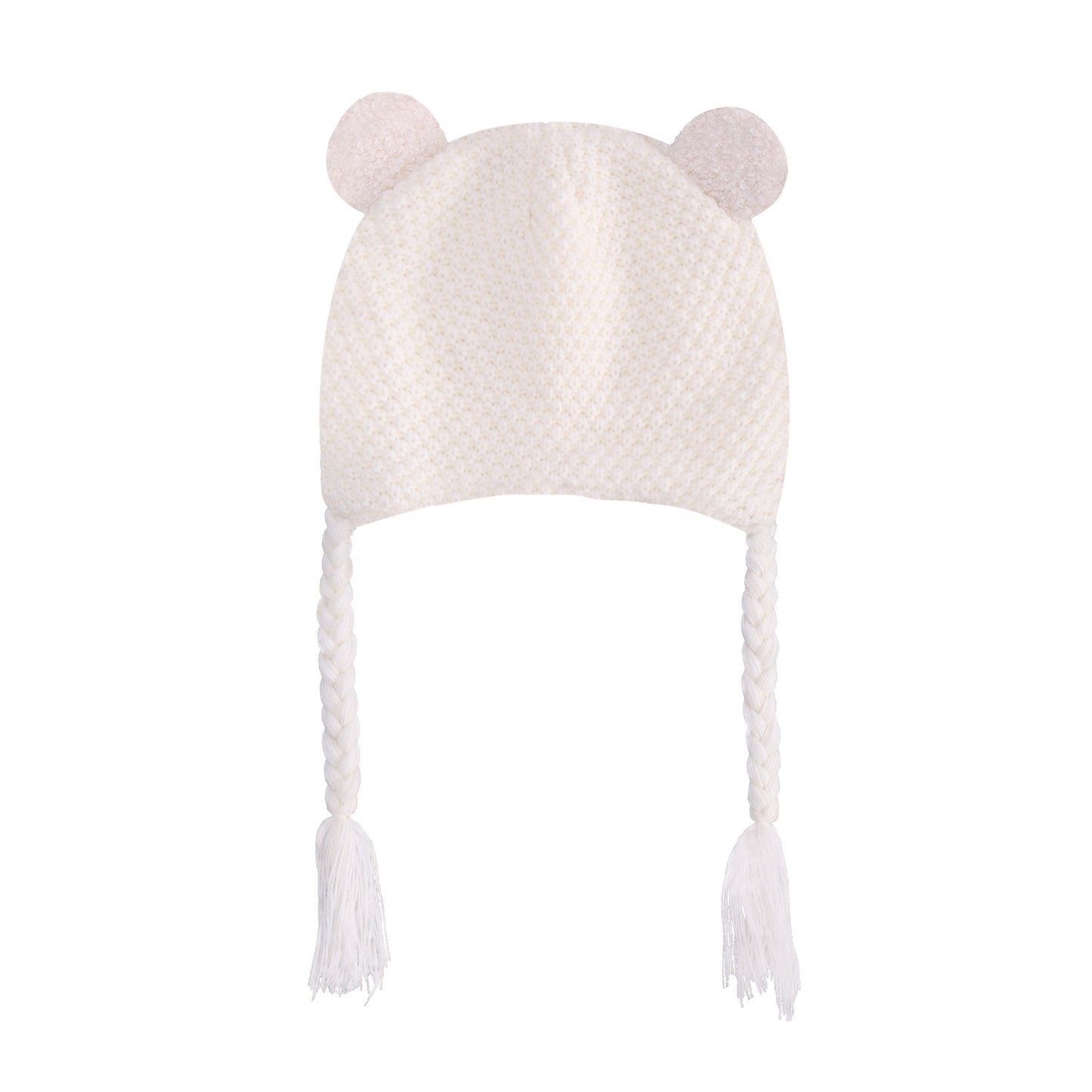 New Solid Color Knitted Baby Fur Ball Hat With Velvet