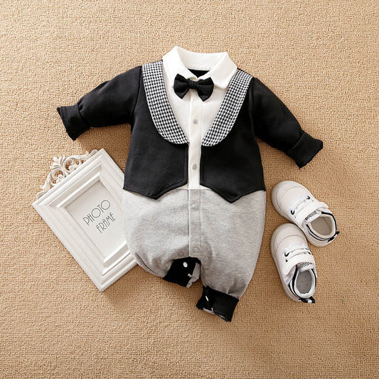 Newborn New Baby New Year's Eve Clothes Gentleman Hundred Hitch Jumpsuit