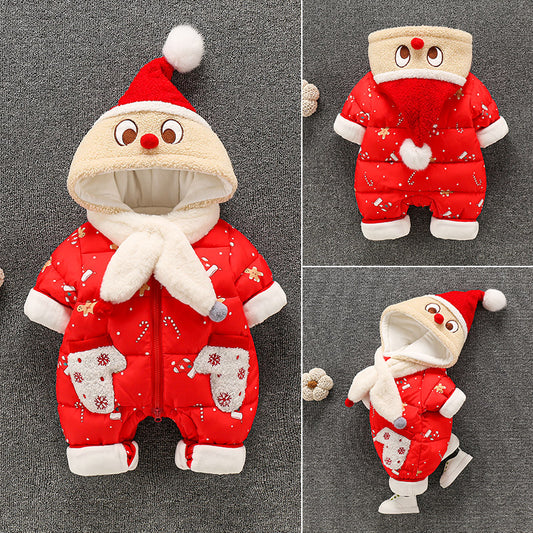 Baby New Year's Clothing Festive Winter Clothes Thicken Hundred Days Rompe
