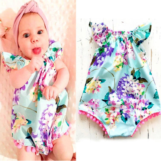 Summer Baby Crawling Clothes Girls Floral Jumpsuit Children's Clothing