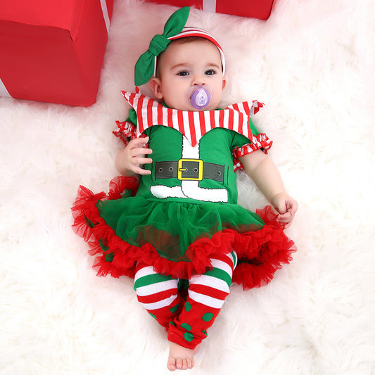 Christmas Striped Romper Baby Suit