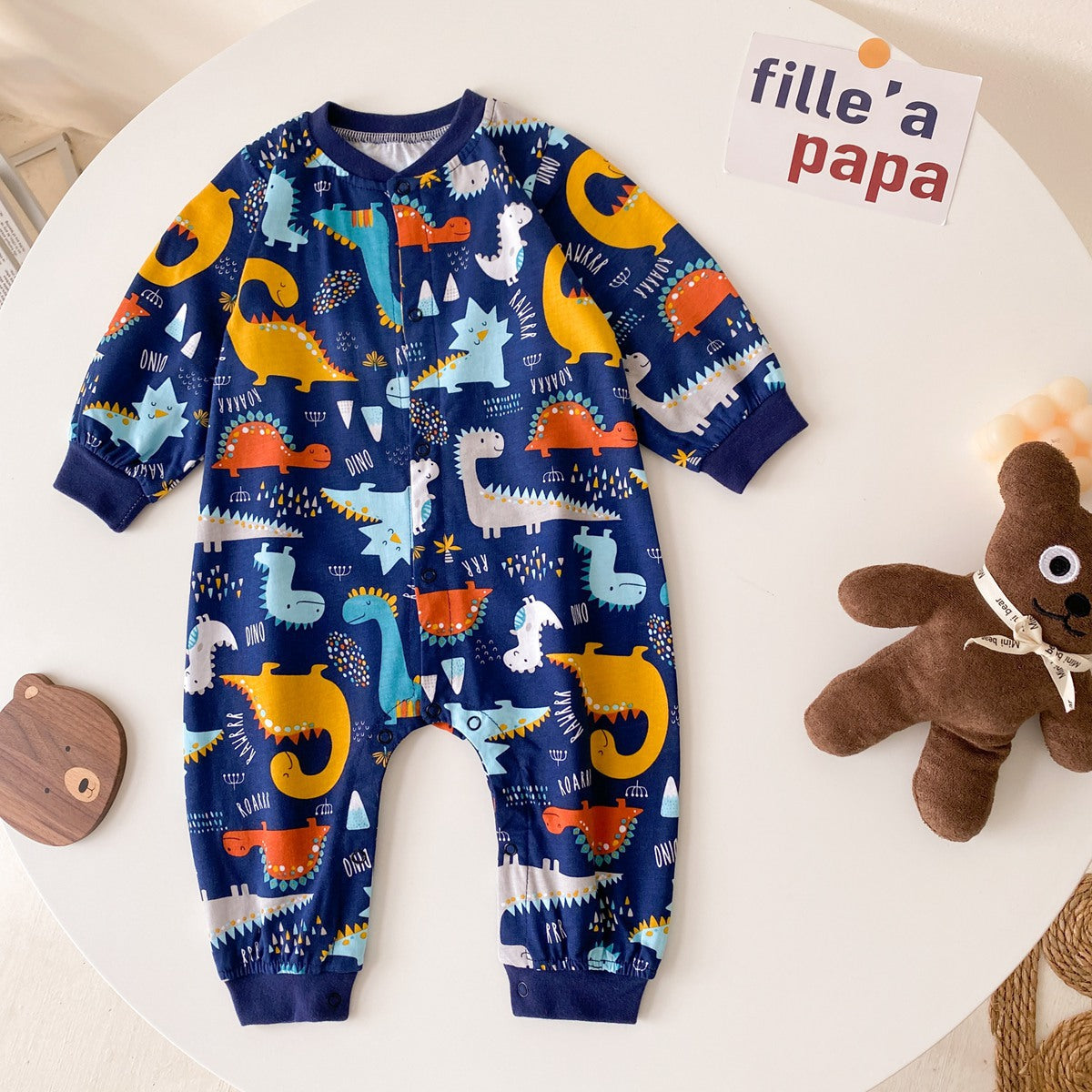 Simple Cartoon Print Cotton Baby Bodysuit