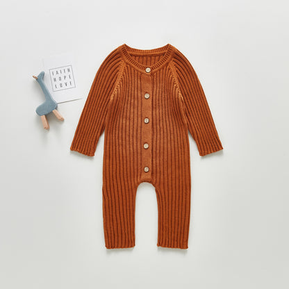 Spring And Autumn Baby Long-sleeved Knitted Jumpsuit Romper