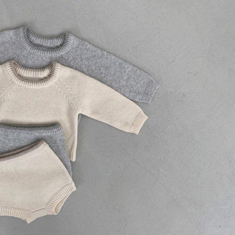 Baby Sweater Top Shorts Suit