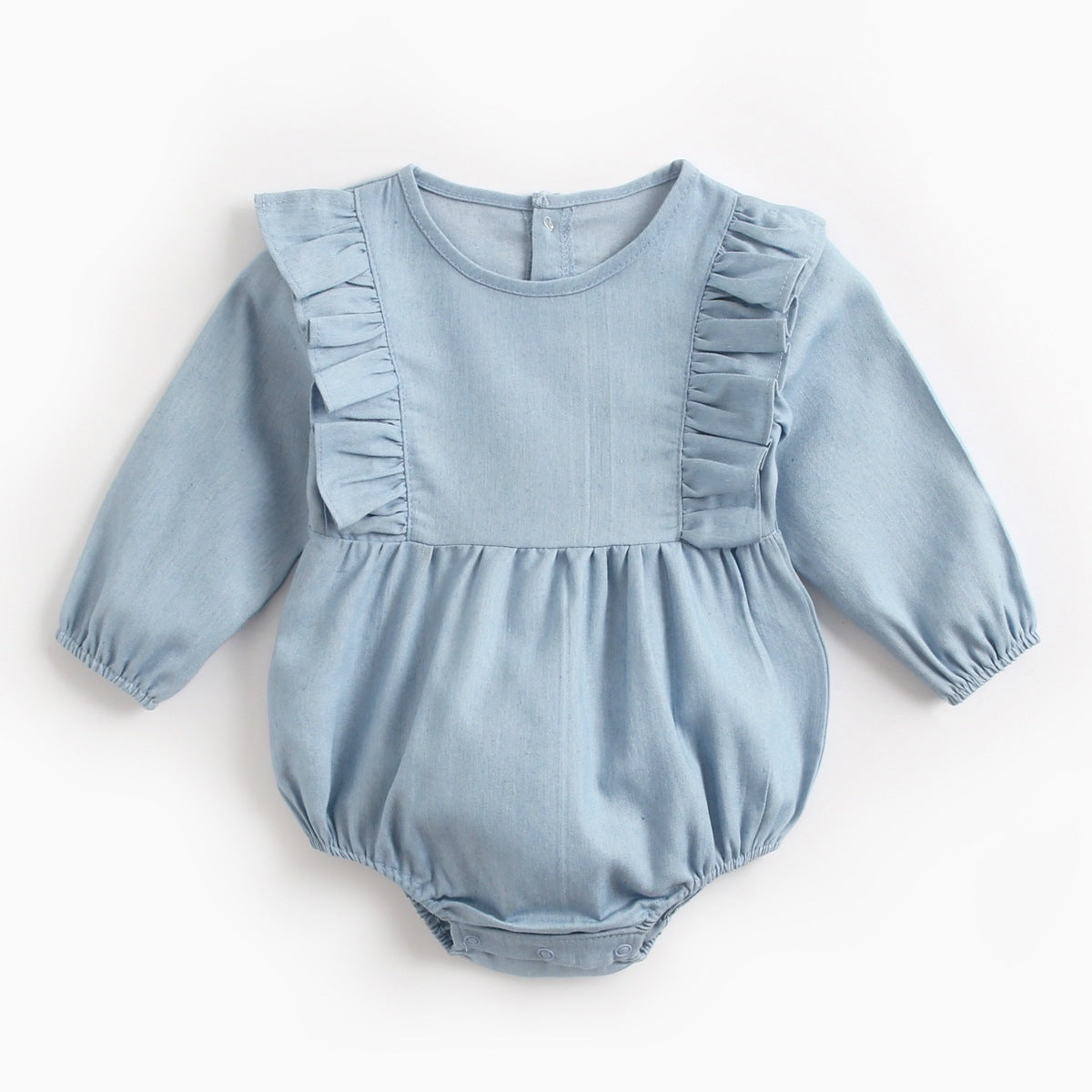 0-3Y Baby Girl Denim Romper Long Sleeve Ruffle Spring Summer Newborn Infant Kid Bodysuit