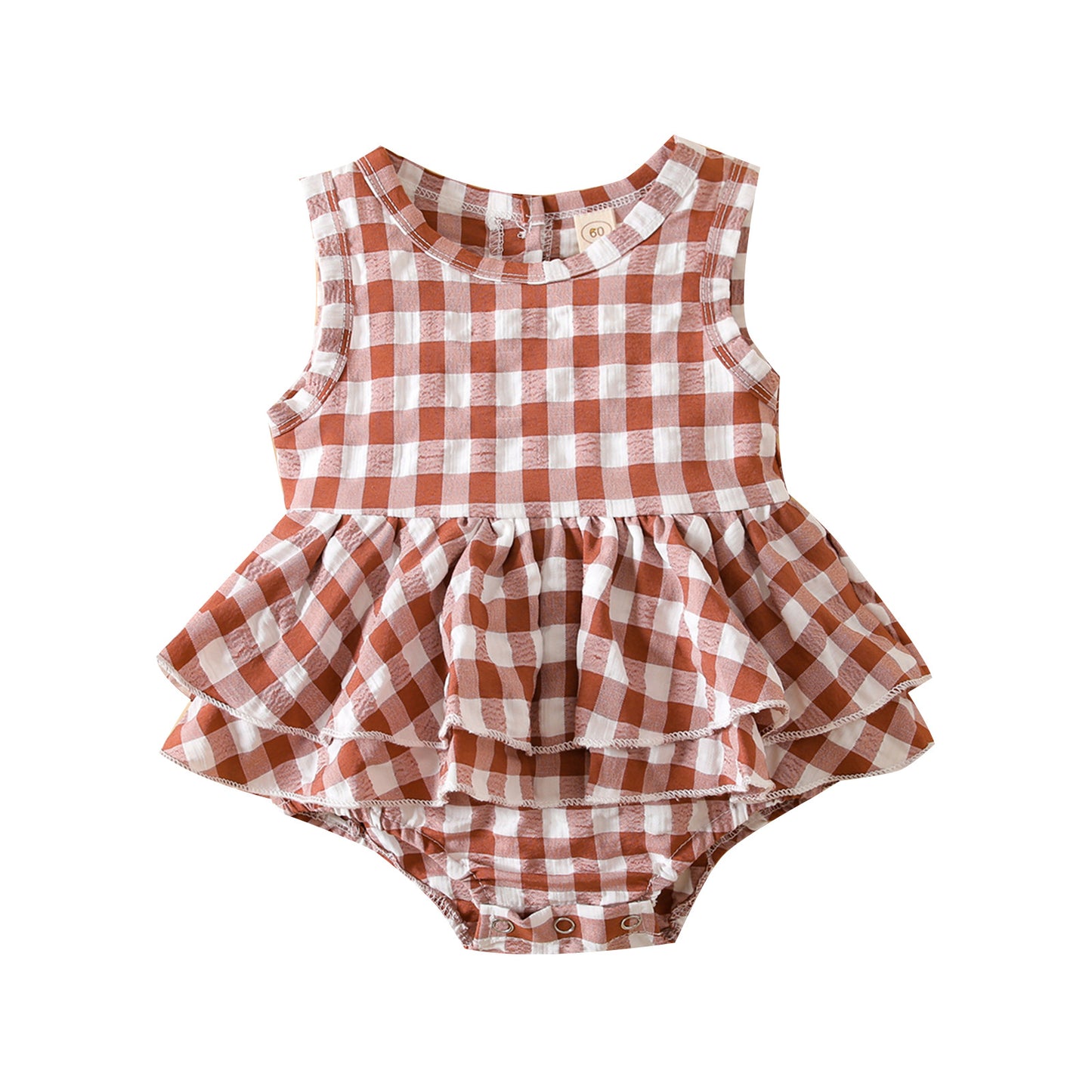 Summer Baby Girl Sleeveless Plaid Baby's Gown