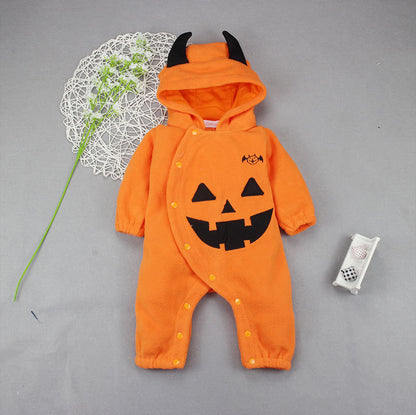 Halloween pumpkin hooded jumpsuit