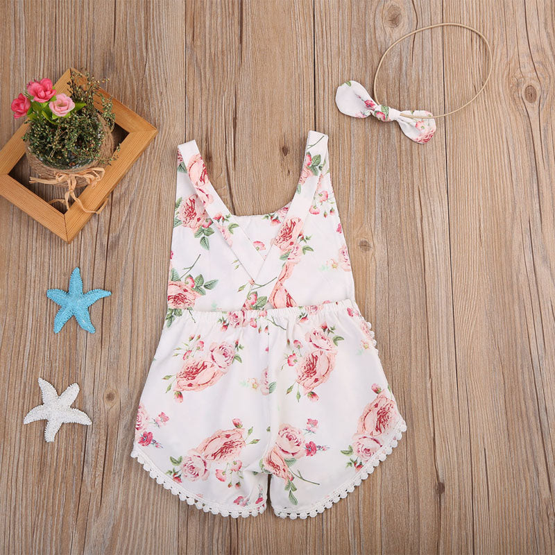 Baby Kid Floral Romper Spring Summer Girl Clothes Sleeveless Jumpsuit