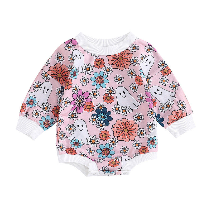 AliExpress New Autumn Halloween Baby Jumpsuit Flower Ghost Long-sleeve Jumpsuit Children's Jump Suit