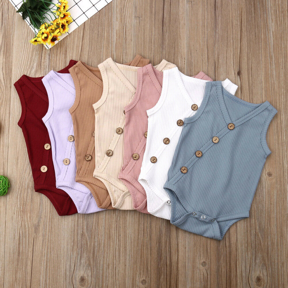 Newborn Baby Solid Bodysuit Kids Clothes Boys Girl Jumpsuit