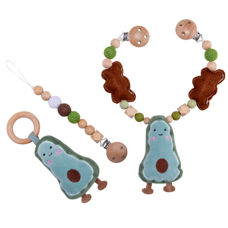 Wooden Baby Teether Toy Chain with Clip