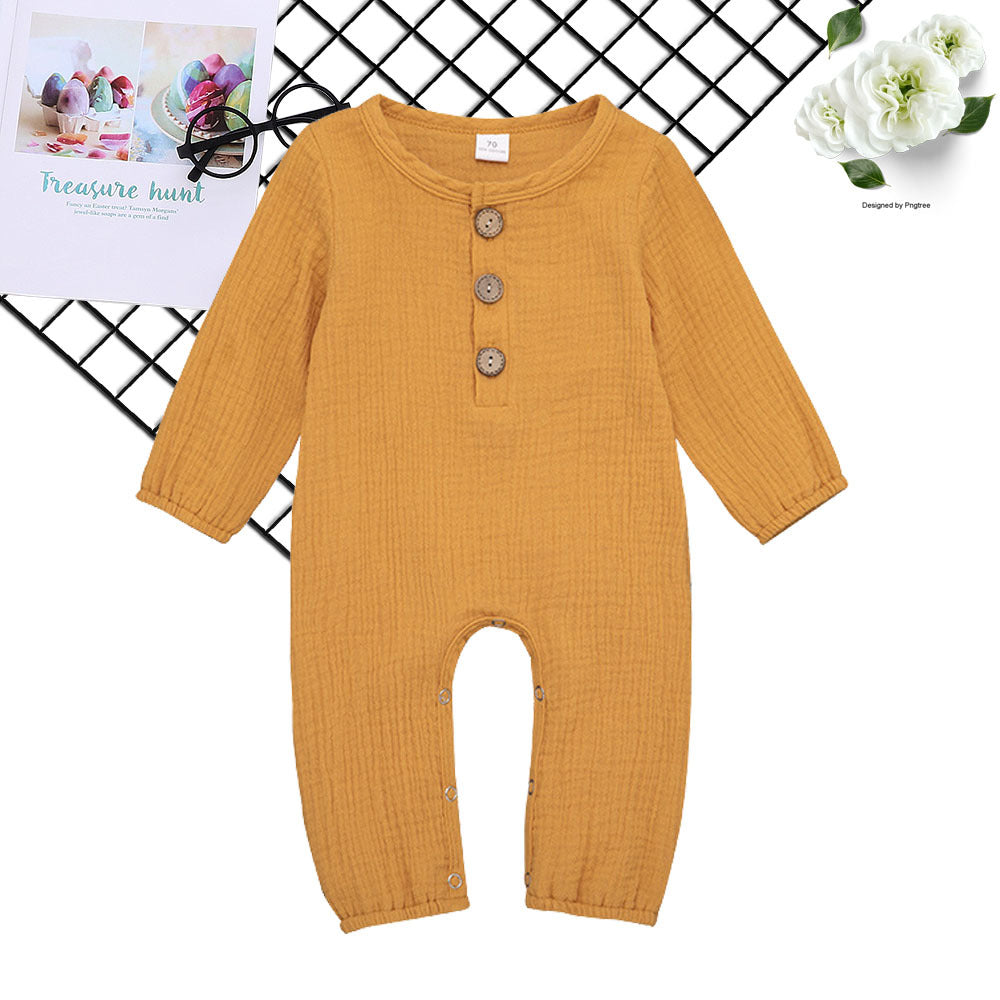 Baby Long-sleeved One-piece Cotton And Linen Romper