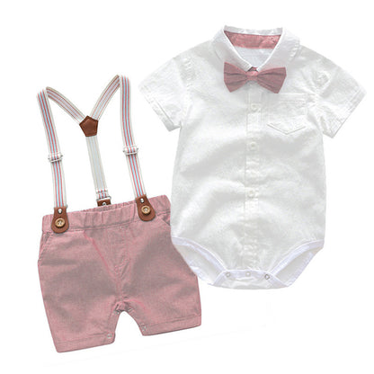 Baby gentleman suit baby romper bib two-piece suit