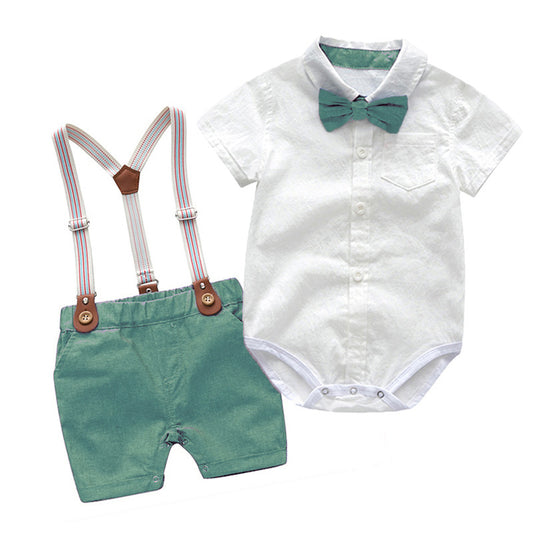 Baby gentleman suit baby romper bib two-piece suit