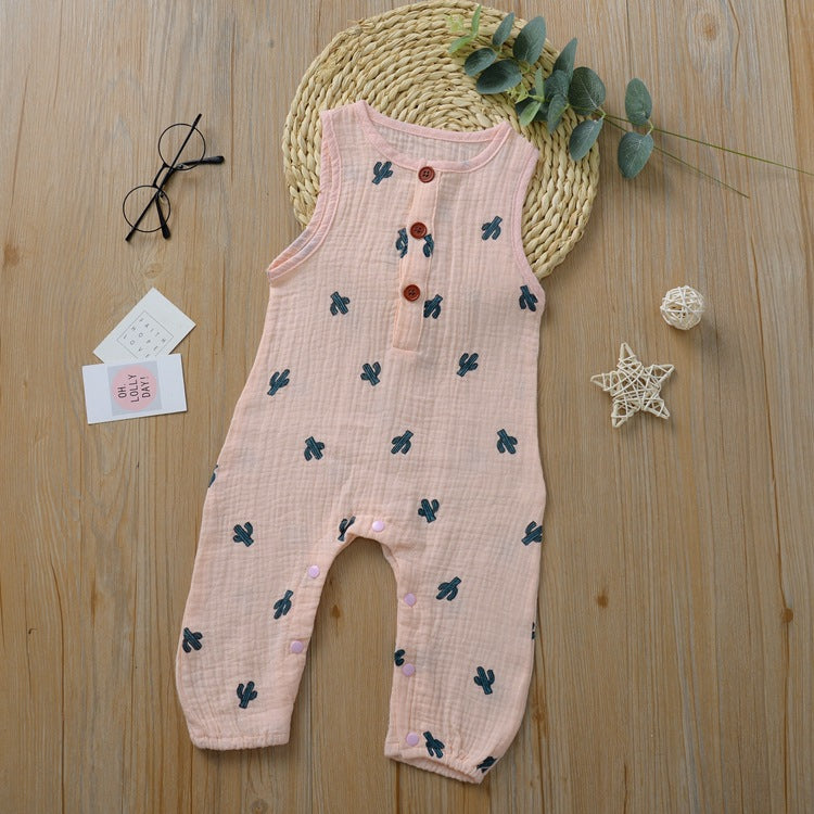 Sleeveless baby cotton jumpsuit