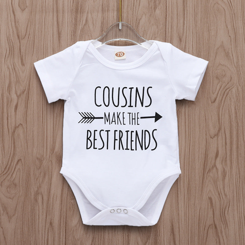 Baby COUSINS Pattern Short Sleeve Onesie Boy Girl