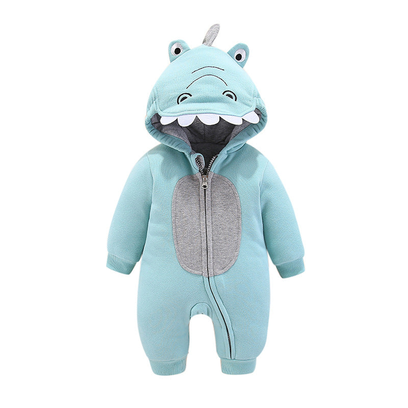 Baby Warm Hooded Jumper Crocodile Autumn Winter Boy Girl Jumpsuit