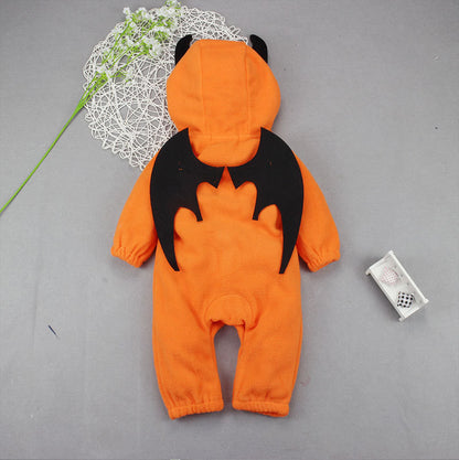 Halloween pumpkin hooded jumpsuit