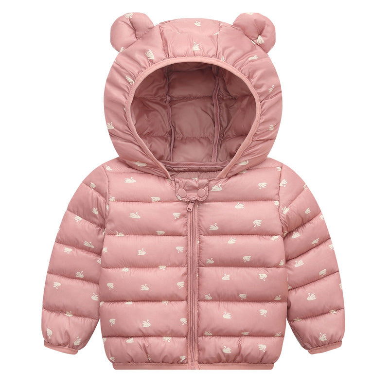 Cotton light thin ear down coat outerwear for babies and toddlers