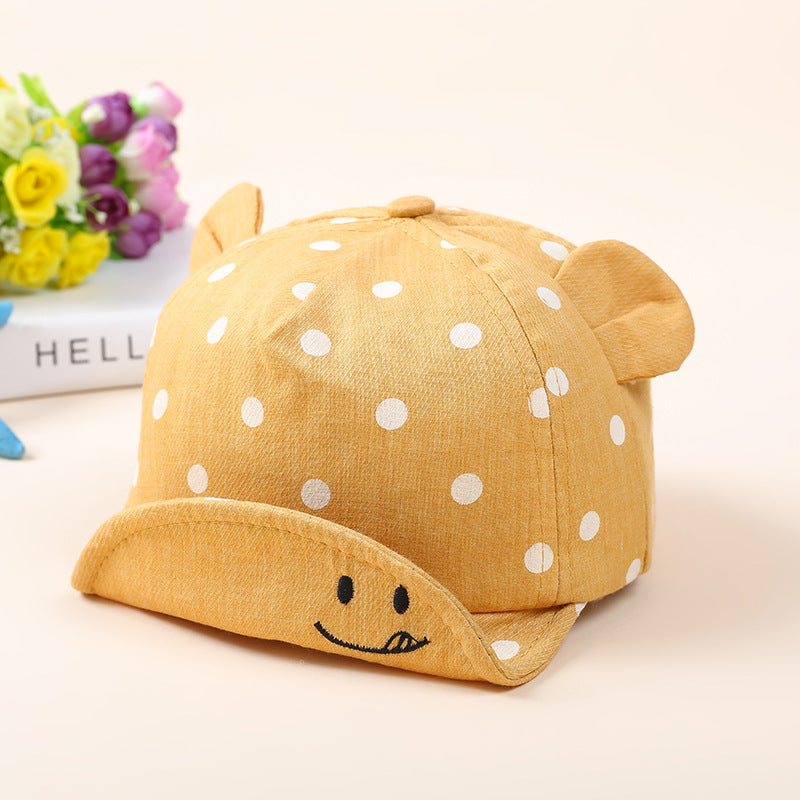 Children's Hat Baby Cuffed Hat Cotton Polka Dot Ears Baby Sun Hat