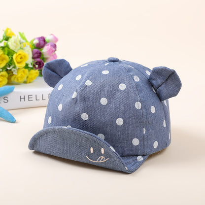 Children's Hat Baby Cuffed Hat Cotton Polka Dot Ears Baby Sun Hat