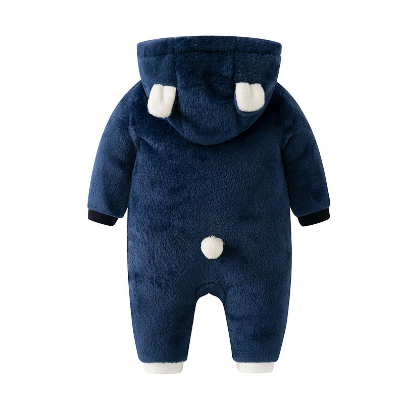 Baby Fluffy Rompers Winter Girl Boy Hooded Jumpsuit