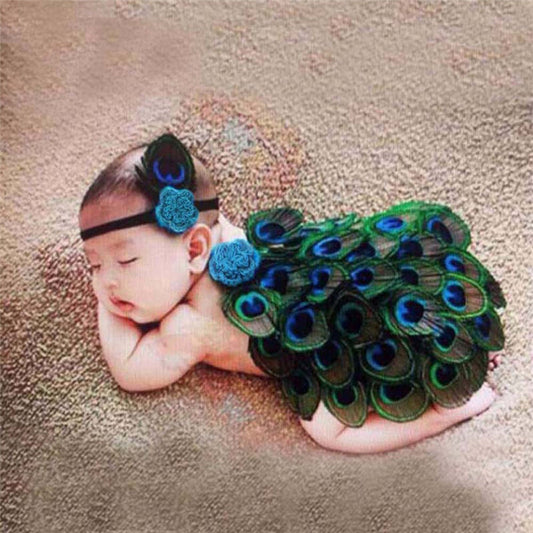 Newborn baby photo clothes peacock wings