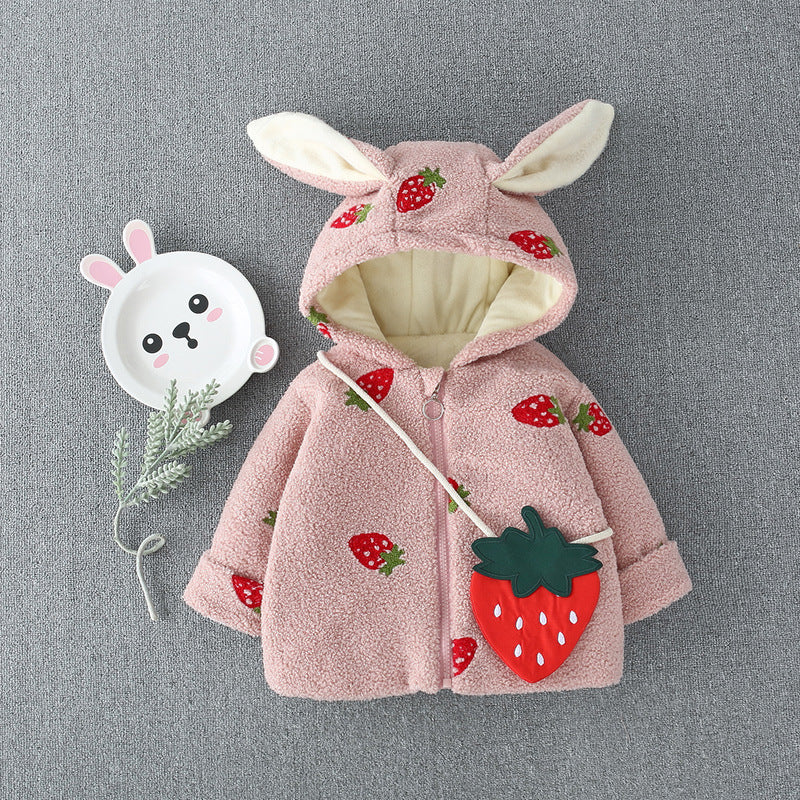 Strawberry Bunny Cute Hoodie Coat