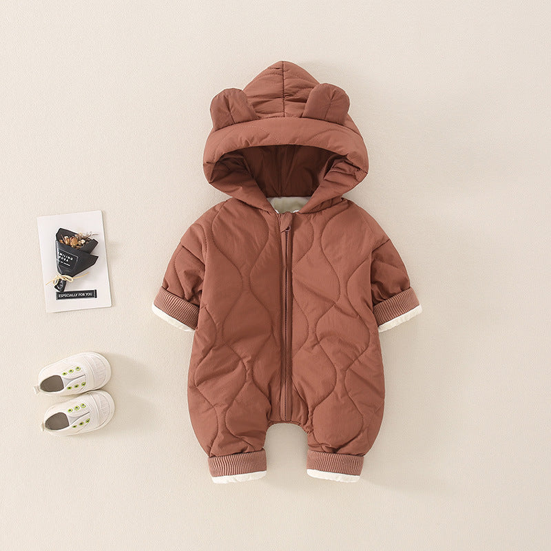 Baby Hooded Rompers Autumn Winter Thermal Clothes