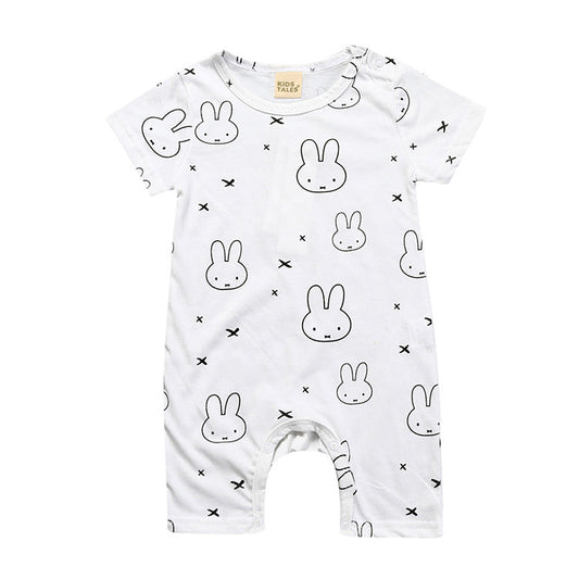 Men's and Women's Baby Short-Sleeved Boxer Cotton Jumpsuit
