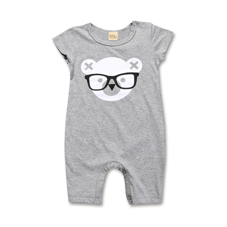 Men's and Women's Baby Short-Sleeved Boxer Cotton Jumpsuit