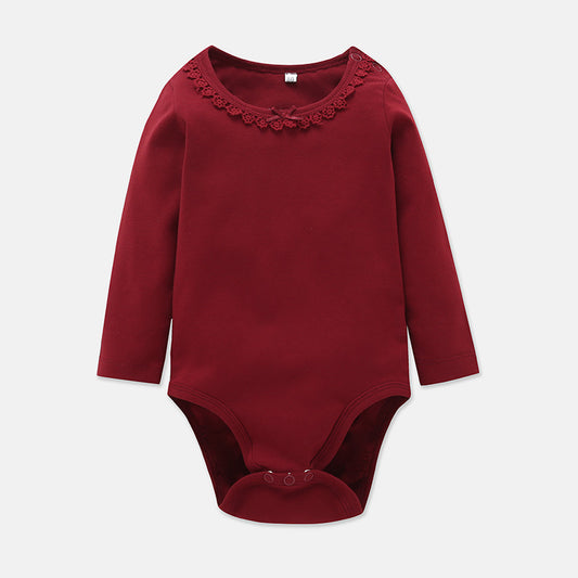 New Baby Solid Color Long-Sleeved Romper For Newborn Baby Jumpsuit Cross-Border