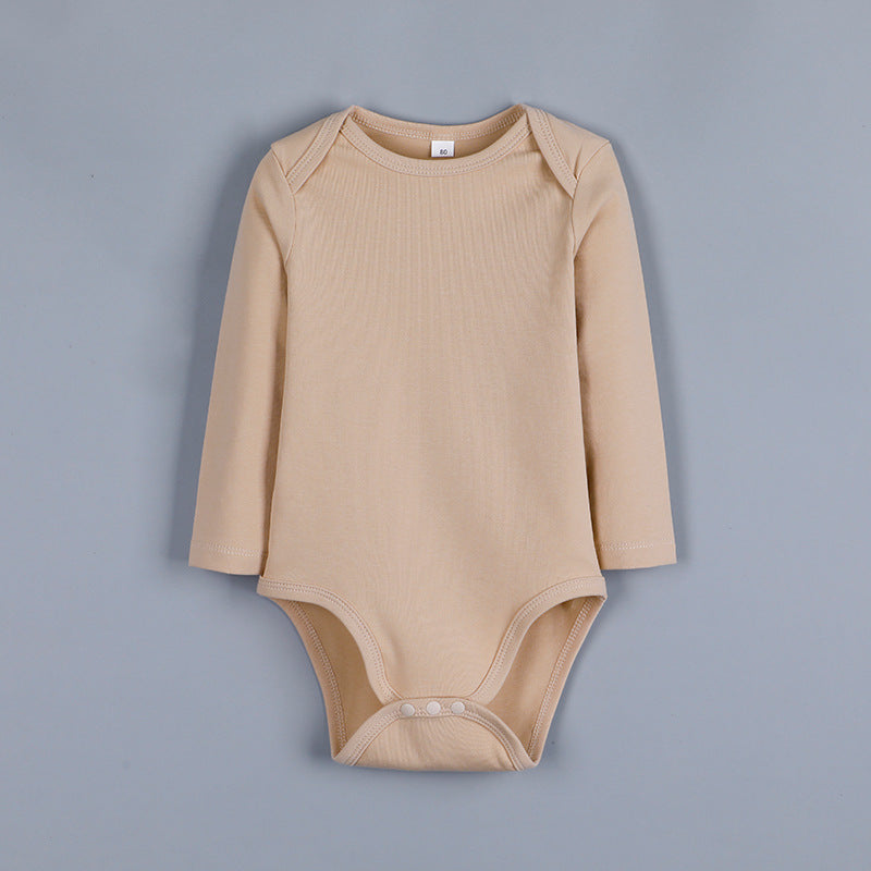 New Baby Solid Color Long-Sleeved Romper For Newborn Baby Jumpsuit Cross-Border