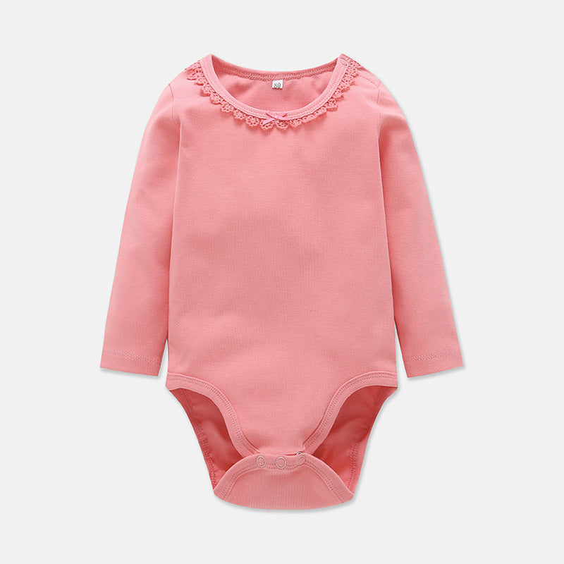 New Baby Solid Color Long-Sleeved Romper For Newborn Baby Jumpsuit Cross-Border