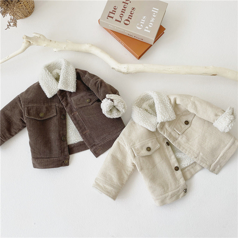 Children's Thickened Cotton Corduroy Jacket Teddy Coat Outerwear