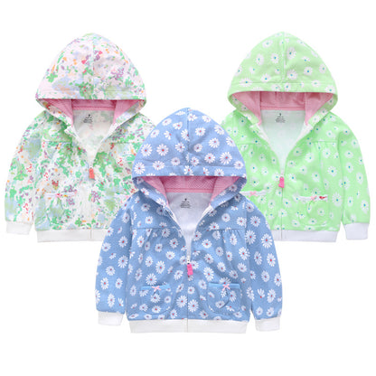 Girls Candy Color Hoodie Zipper Coat Outerwear