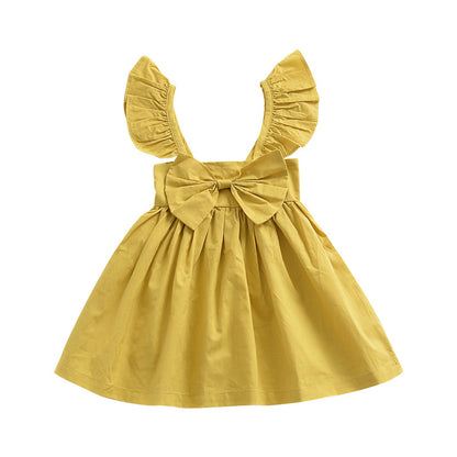 Baby Girl's Flying Sleeve Bow Dress