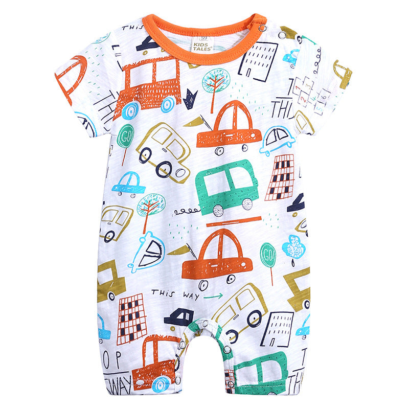 Summer Slub Cotton Short Sleeve Baby Onesies