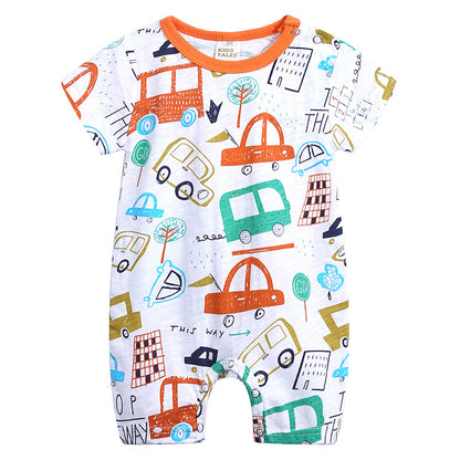 Summer Slub Cotton Short Sleeve Baby Onesies